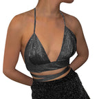 JuliaFashion - Shiny Halter Corset Cami Tops