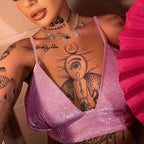 JuliaFashion - Shiny Halter Corset Cami Tops