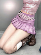 JuliaFashion - Sexy Distressed Belted Mini Jean Skirt