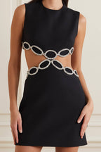 JuliaFashion - Sexy Backless Diamond Luxury Tight Mini Cut-Out Dress