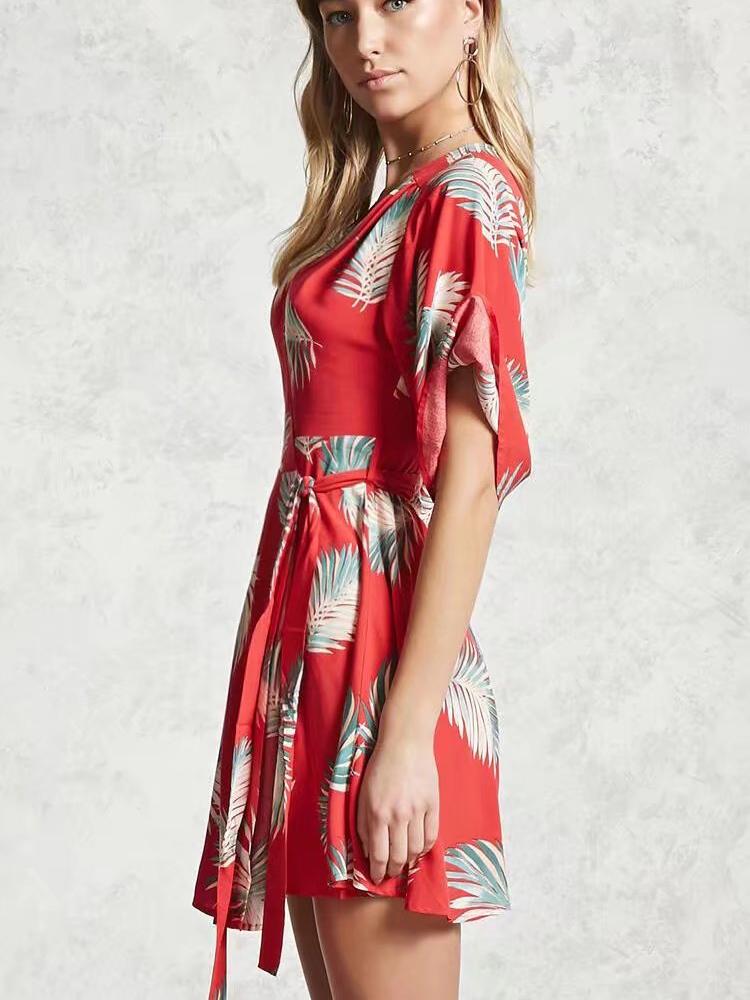 JuliaFashion-Day Dreamin' Leafy Print Mini Dress