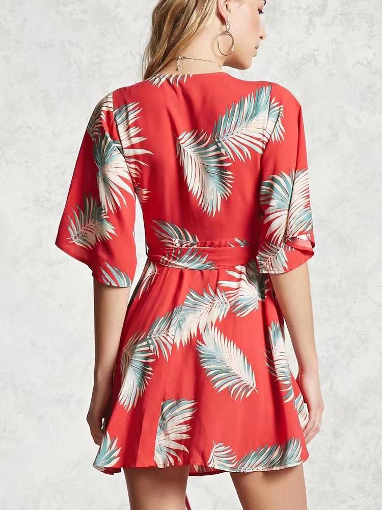 JuliaFashion-Day Dreamin' Leafy Print Mini Dress