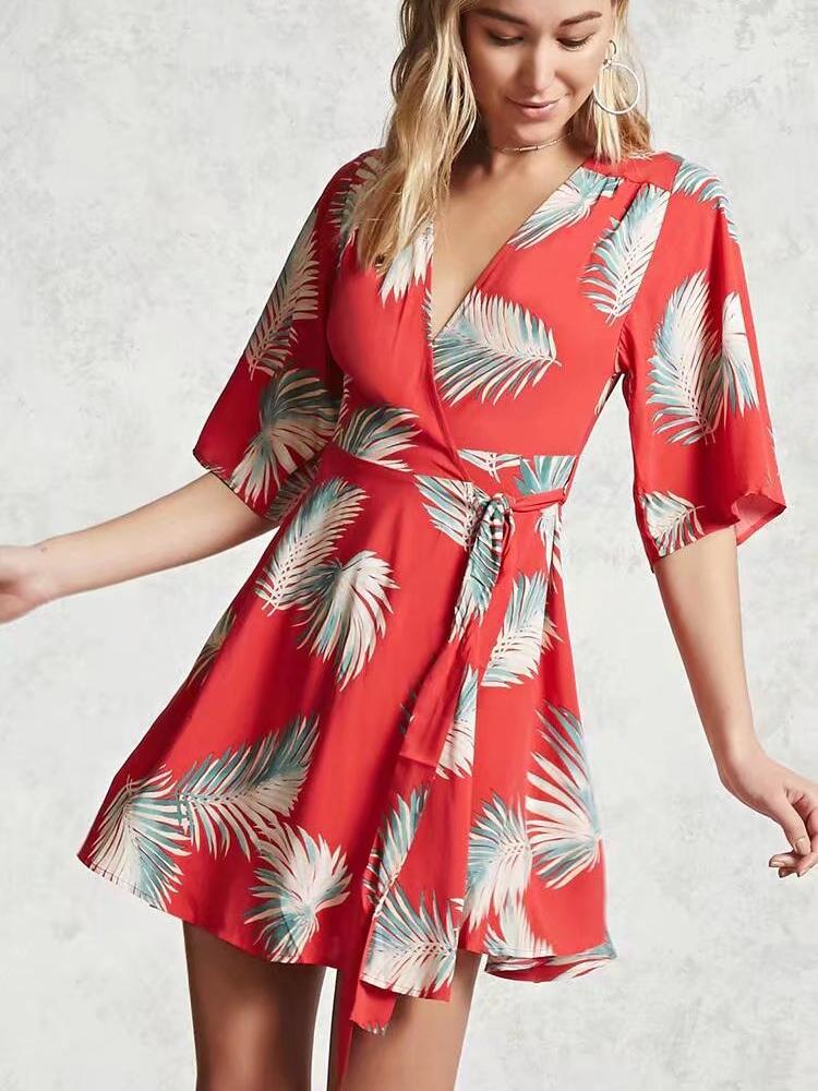 JuliaFashion-Day Dreamin' Leafy Print Mini Dress