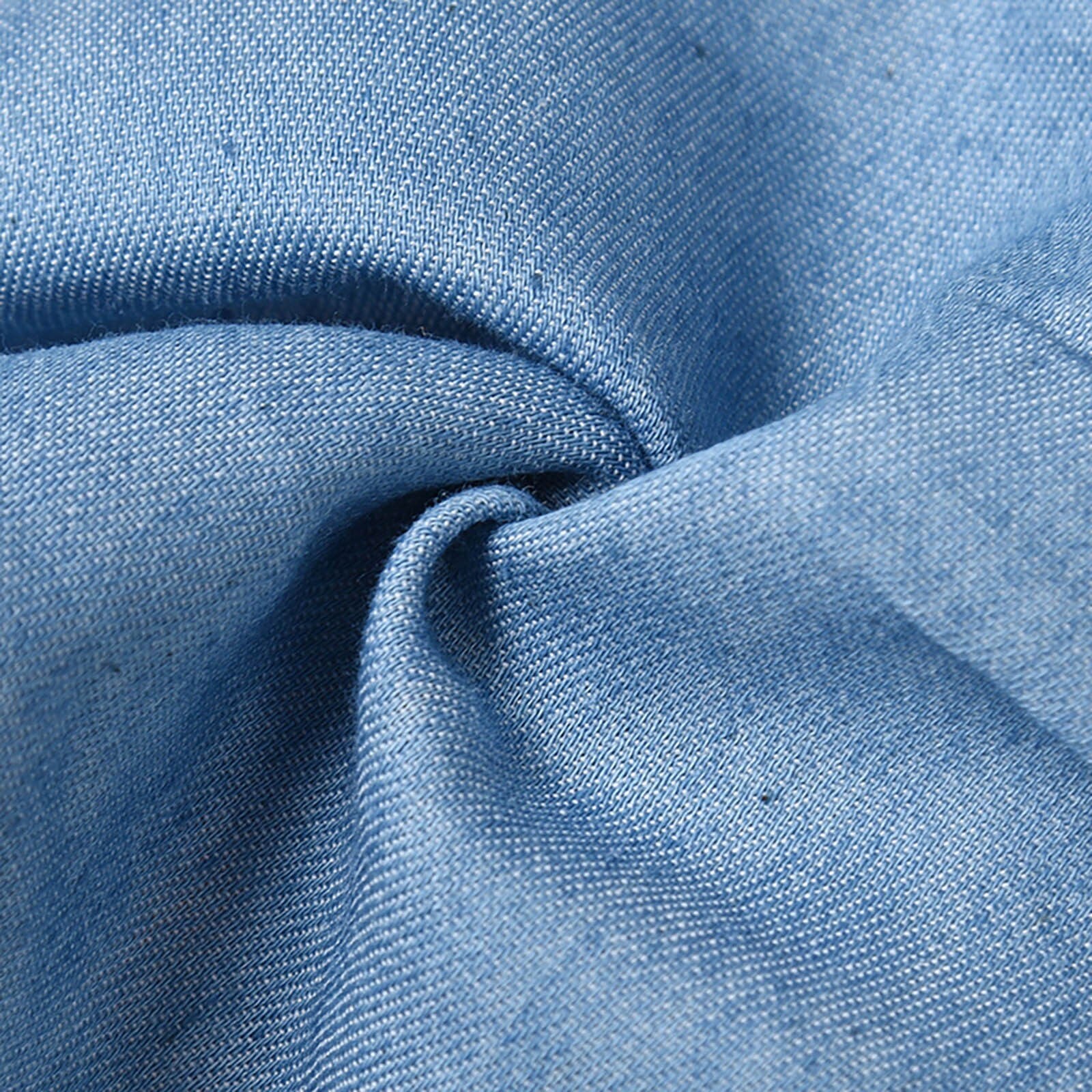 JuliaFashion-Blue Denim Twist Knot Cami Tops