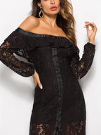 JuliaFashion-Dream Girl Off-The-Shoulder Lace Dress