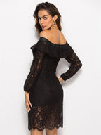 JuliaFashion-Dream Girl Off-The-Shoulder Lace Dress