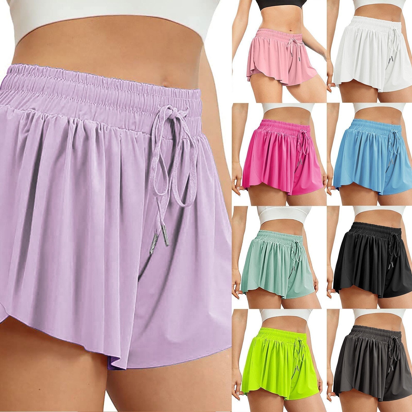 JuliaFashion - Quick-Drying Elastic Waist Yoga Cycling Shorts