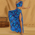 JuliaFashion - 2024Printed Bare Waist Slit Long Cutout Dress