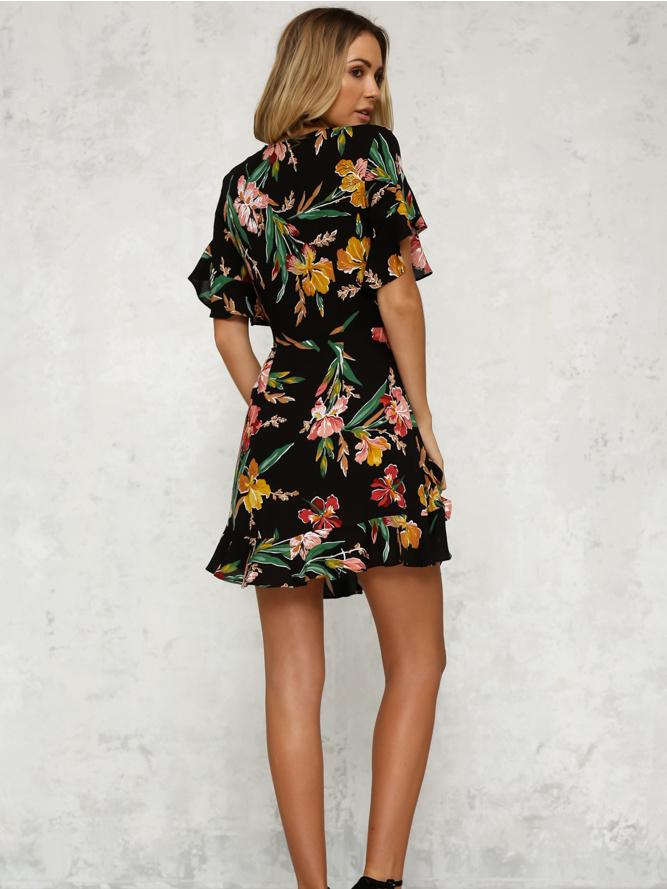 JuliaFashion-All Wrapped Up Floral Mini Dress