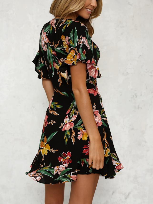 JuliaFashion-All Wrapped Up Floral Mini Dress