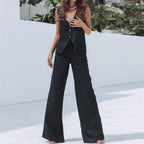 JuliaFashion - Sexy Black Flare Leggings Set