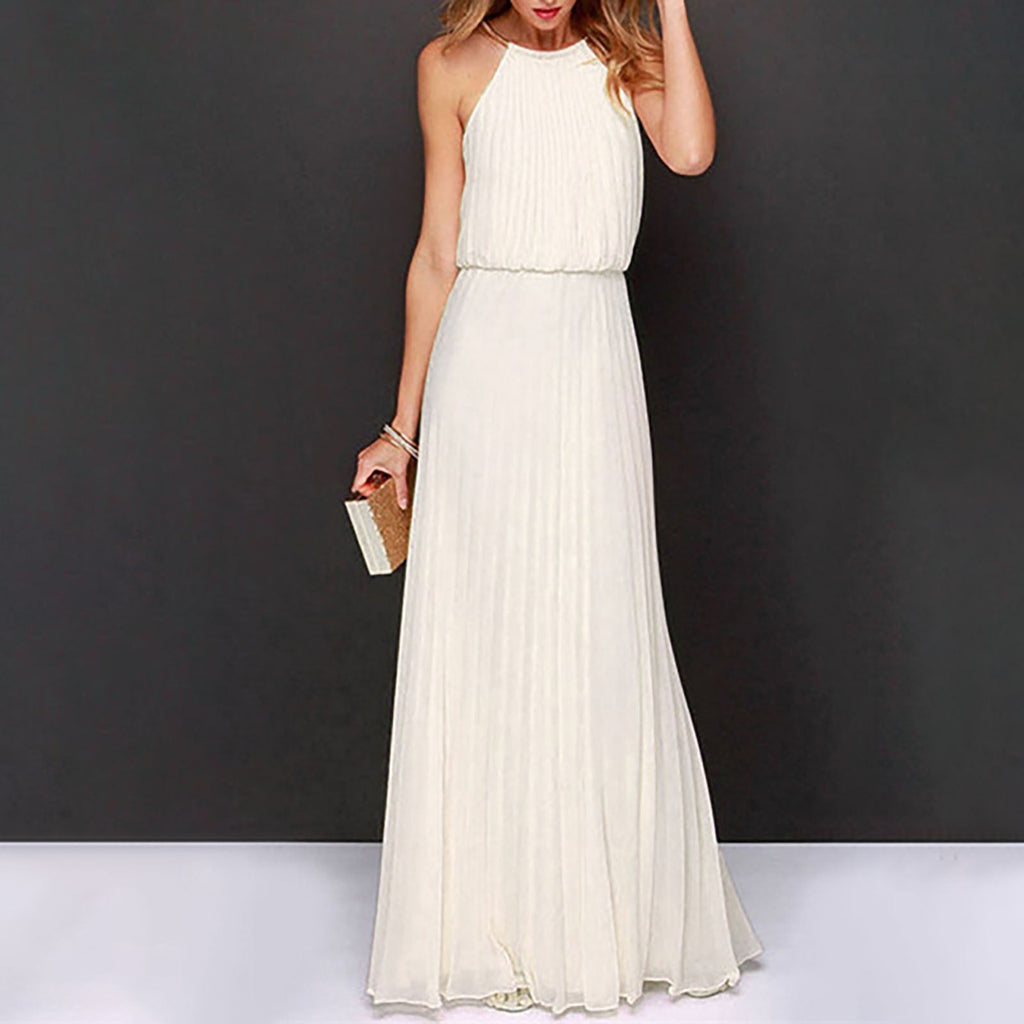 JuliaFashion - Sleeveless Elegant Mesh Maxi Dress