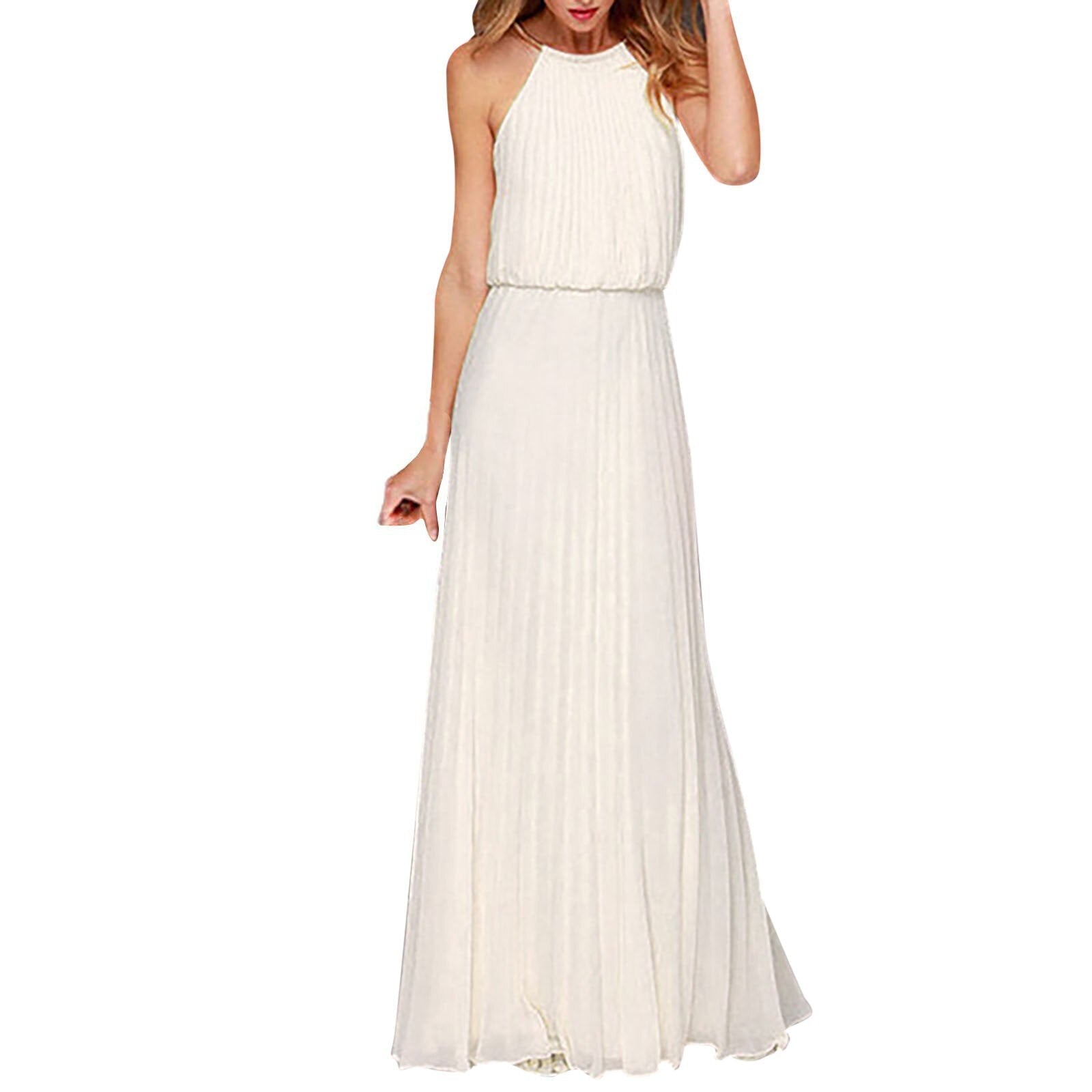 JuliaFashion - Sleeveless Elegant Mesh Maxi Dress