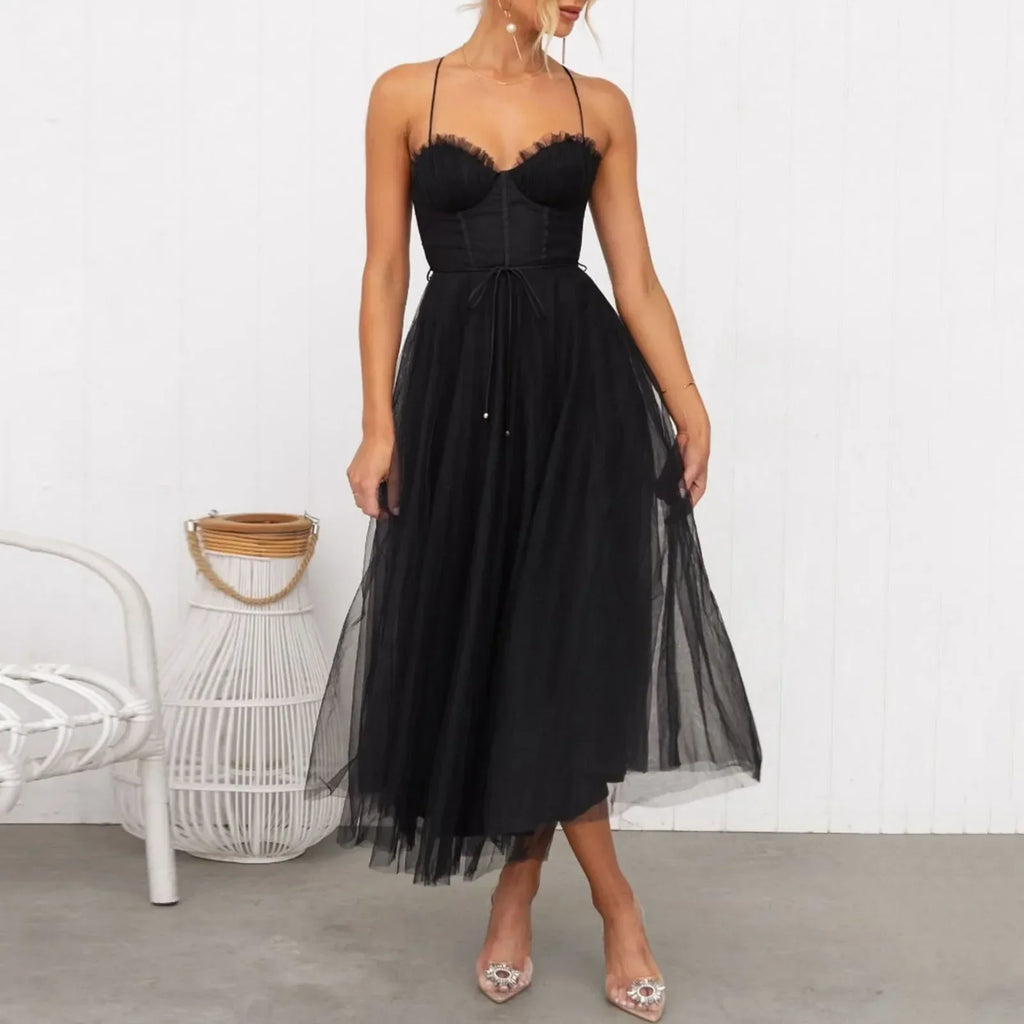 JuliaFashion-Elegant Spaghetti Strap Sexy Corset Party Dress