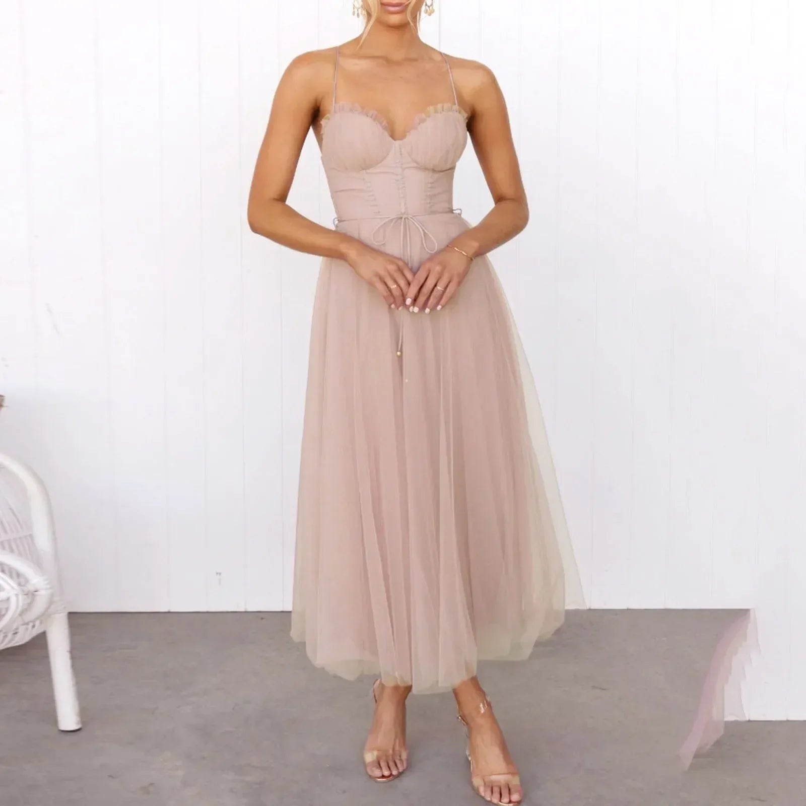 JuliaFashion-Elegant Spaghetti Strap Sexy Corset Party Dress