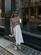 Elegant Single-breasted V Neck Casual Long Sleeves Solid Cardigan