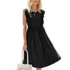 JuliaFashion - Sleeveless Ruffle Pleated Slim Office Boho Dress