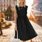 JuliaFashion - Sleeveless Ruffle Pleated Slim Office Boho Dress