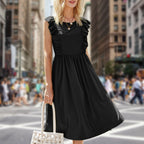 JuliaFashion - Sleeveless Ruffle Pleated Slim Office Boho Dress