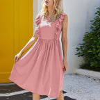 JuliaFashion - Sleeveless Ruffle Pleated Slim Office Boho Dress