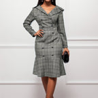 JuliaFashion - Vintage Ruffle Slim Lady Robe Mujer Midi Dress