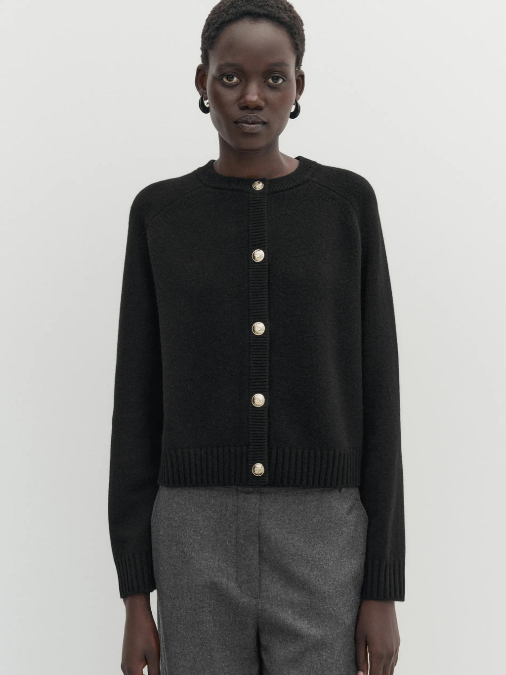 Soft Waxy Wool Texture Button Knit Short Cardigan