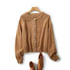 New Style Soft Waxy Wool Texture Button Cardigan