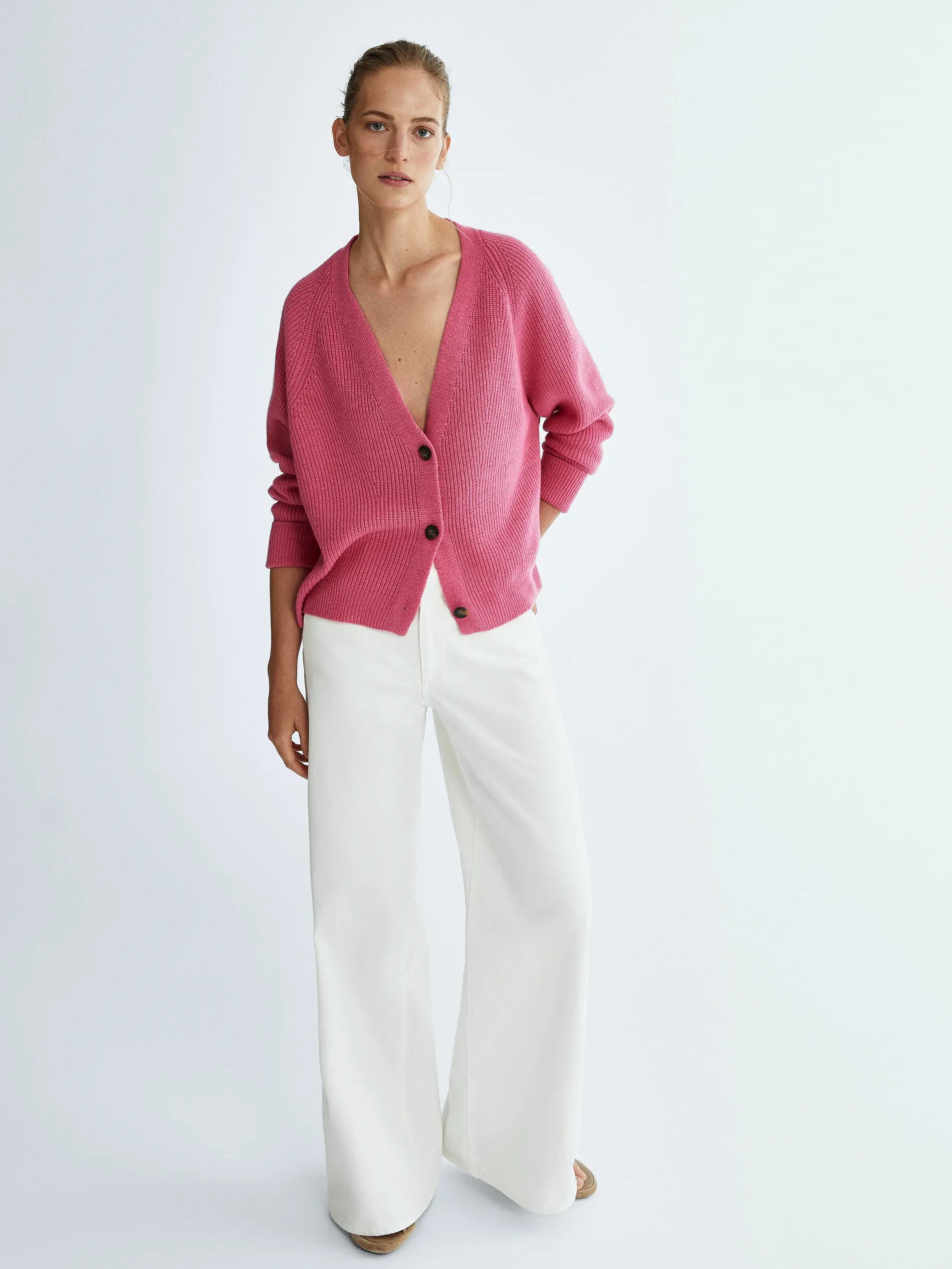 New Style Fashion Women's Casual Rib Knit Top Cardigan