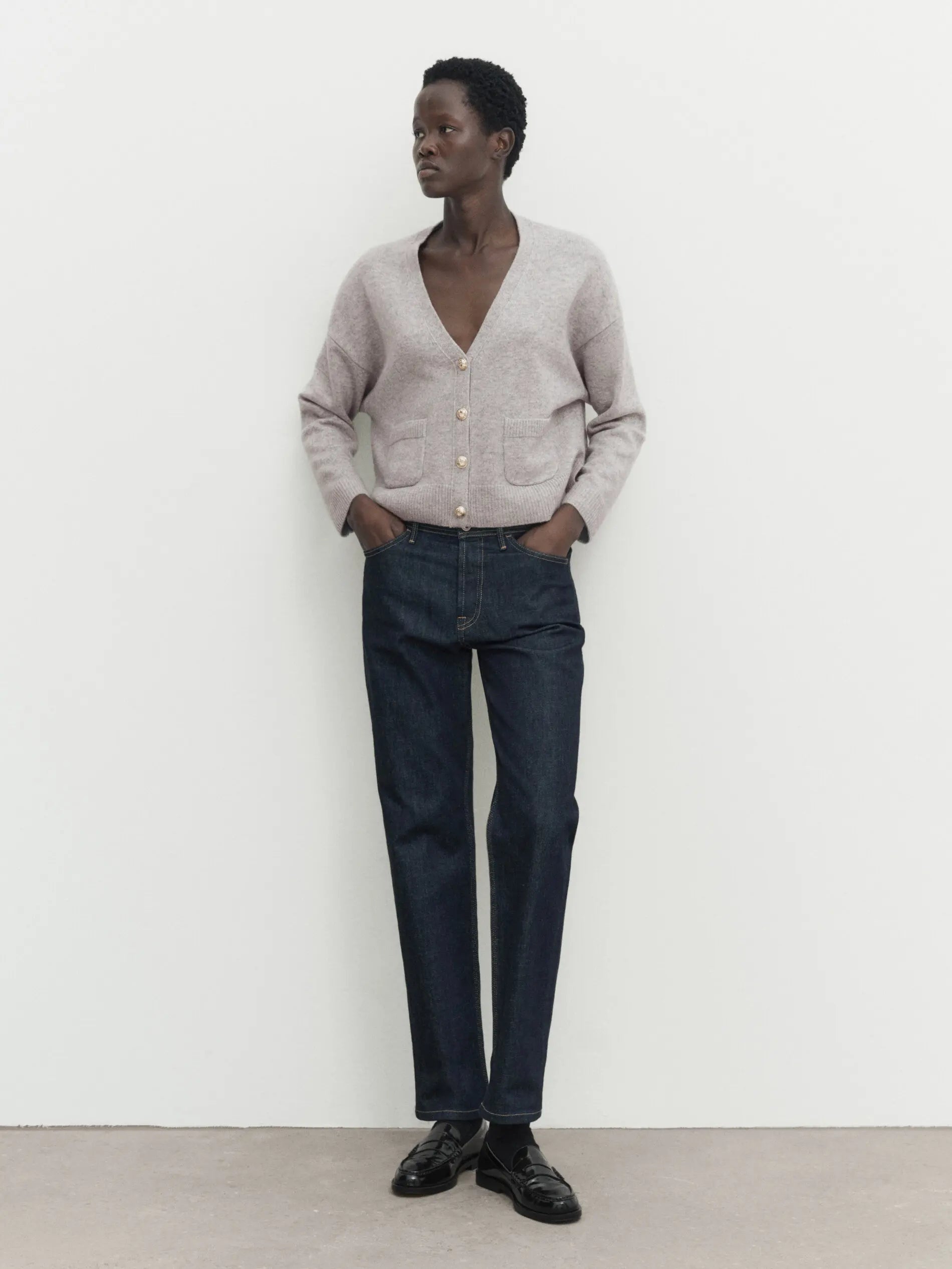 Minimalist Casual Blend V-neck Short Cardigan