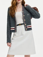 Commuter V-neck Collision Color Knit Cardigan