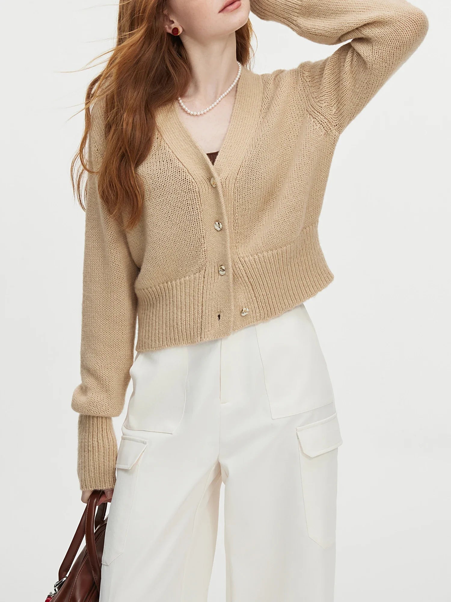 V-neck Long Sleeved Casual Loose Sweater New Style Cardigan