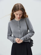 Simple Style All-match Gray Knitted Coat Vests Cardigan