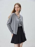 Simple Style All-match Gray Knitted Coat Vests Cardigan