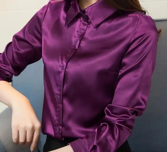 JuliaFashion - 2024 Vintage Silk Satin Blouse