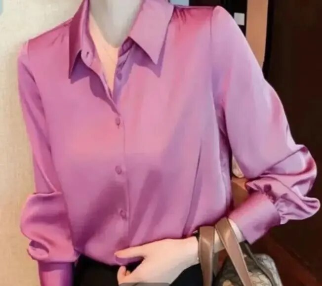 JuliaFashion - 2024 Vintage Silk Satin Blouse