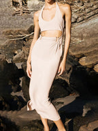 JuliaFashion - Slim Midi Dress with Cut Out Details