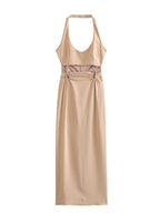 JuliaFashion - Slim Midi Dress with Cut Out Details