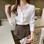 JuliaFashion - 2024 Vintage Silk Office Lady Blouses
