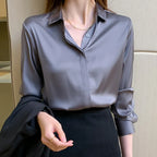 JuliaFashion - 2024 Vintage Silk Office Lady Blouses