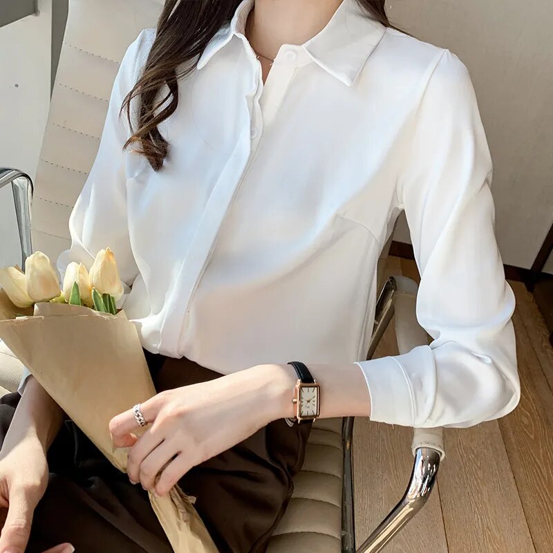 JuliaFashion - 2024 Vintage Silk Office Lady Blouses