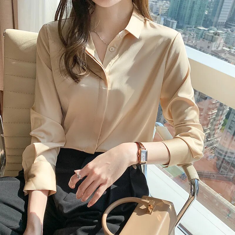 JuliaFashion - 2024 Vintage Silk Office Lady Blouses