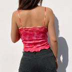 JuliaFashion - Rose Print V-Neck Cami Tops