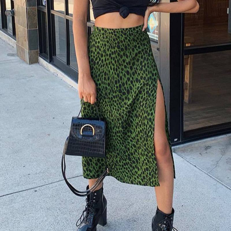 JuliaFashion-Casual Street Wear Elastic Split Midi Skirt