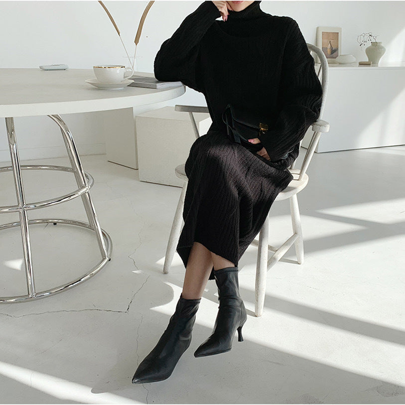 Julia Fashion - Fashion Thick Turtleneck Long Dress