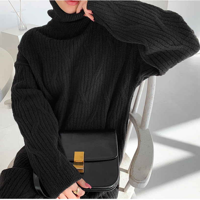 Julia Fashion - Fashion Thick Turtleneck Long Dress