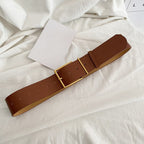 JuliaFashion - 2024 Vintage Gold Buckle Waistbands PU Leather Belts
