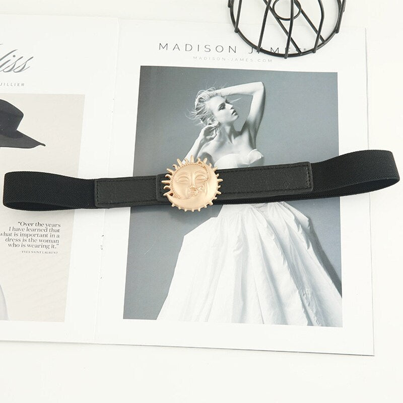 JuliaFashion-Cinch Waist Strap Sweater Dress Decorative