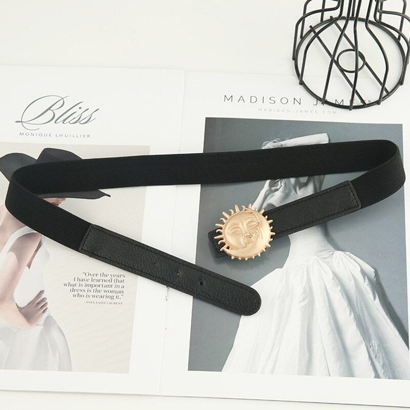 JuliaFashion-Cinch Waist Strap Sweater Dress Decorative