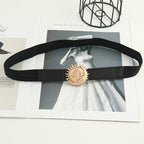 JuliaFashion-Cinch Waist Strap Sweater Dress Decorative