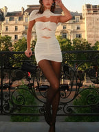 Floral Cut Out Mesh Mini Dress